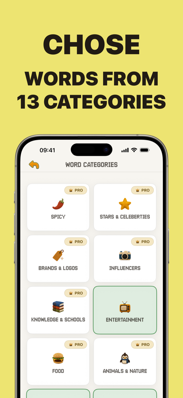 Words from 13 categories