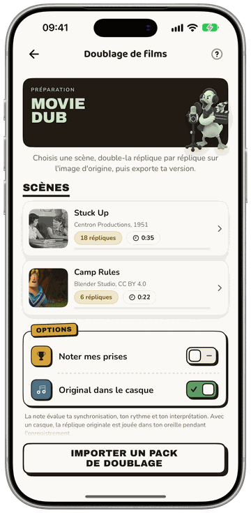 Movie Dub dans Kwako : la bibliothèque de scènes de films classiques